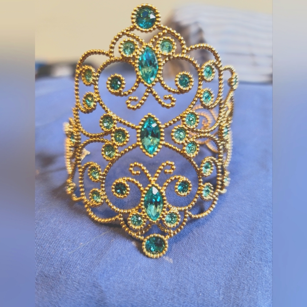 Swarovski Aqua & Gold fitted bracelet